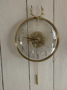 Gold Glass Abalone Shell Wall Hanging Clock Modern Deer Office Home Living Room - Picture 1 of 12