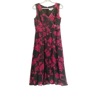 Vintage Studio 1 Y2K Floral Midi Dress Sz 12 Whimsigoth Grunge Dark Fairy Vamp - Picture 1 of 16