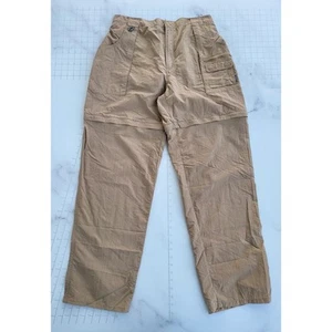 Fishing Pants Size 32 Brown Khaki Lightweight Nylon Outdoor Fishing Zip Off Leg - Picture 1 of 17