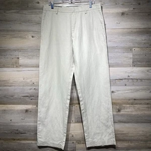 Banana Republic Linen Blend Chino Pants Beige Khaki 34x34 Flat Front Straight - Picture 1 of 8
