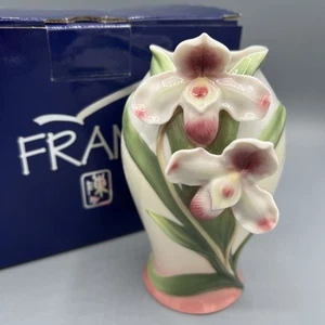 Franz Porcelana Dama Zapatilla Orquídea 5 1/2" Florero Decorativo Estilo FZ00748 ¡CON CAJA! - Imagen 1 de 9