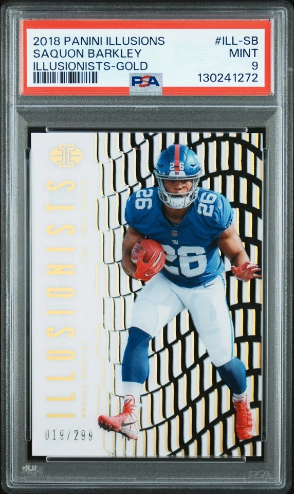 2018 Panini Illusions Saquon Barkley RC Illusionists Gold #/299 PSA 9 🔥 - Image 1 of 2