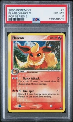 Pokemon Flareon Holo Pop Series 3 2/17 PSA 8 NM-MT - Image 1 of 2