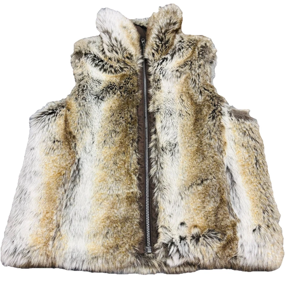 Chaleco reversible de piel sintética resistente a la intemperie para mujer talla M cremallera acogedor cálido mafia esposa Foto 1 de 4