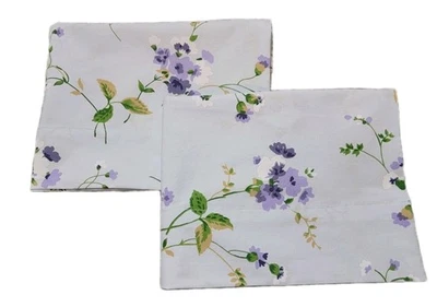 Комплект из 2 светло-голубых хлопковых наволочек с фиолетовыми цветами 20 X 30 стандарт/королева - Изображение 1 из 4