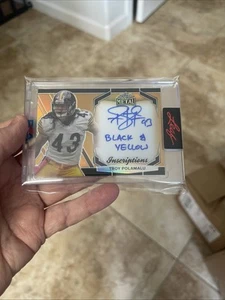 2024 LEAF METAL TROY POLAMALU Black & Yellow INSCRIPTIONS #99/100 AUTO HOF - Picture 1 of 2