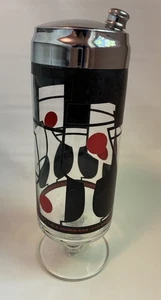 Old Grand-Dad Whiskey Footed Glass Cocktail Shaker Bar Decor Red Black Chrome - Picture 1 of 16