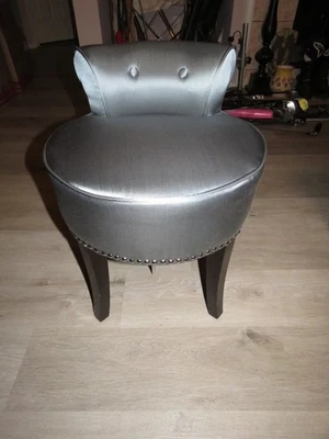 Safavieh Georgia Teal Blue Satin With Silver Nailhead Trim Vanity Stool - Image 1 of 4