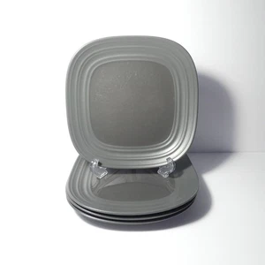 Mikasa Swirl Square Graphite Dark Gray 8 5/8" Salad Dessert Plates - Set of 4 - Picture 1 of 16