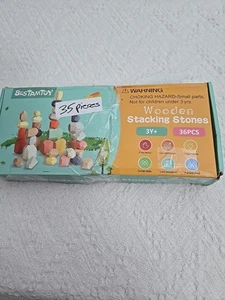 Bestamtoy 35 PCS Colorful Natural Quality Wooden Sensory Building Toy Set READ - Picture 1 of 2