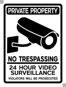Private Property No Trespassing Video Logo Sign Vinyl Sticker Business Home - Picture 1 of 8