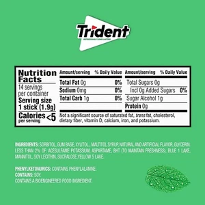 Trident Spearmint Sugar Free Gum, 12 Packs of 14 Pieces (168 Total Pieces) - Picture 1 of 7