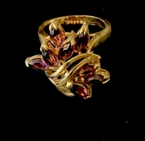 VINTAGE 18K GF BOUQUET AMETHYST COCKTAIL RING SIZE 4.75 - Bild 1 von 5