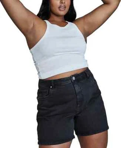 Cotton On Women's Plus Size Trendy Dad High Rise Denim Shorts Gray Size 16 - Picture 1 of 6