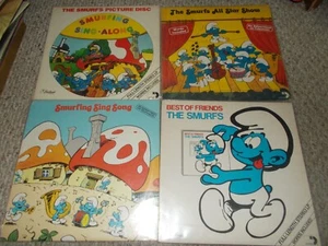 LOT OF 4 ORIGINAL THE SMURFS CARTOON KIDS LPS - Foto 1 di 1