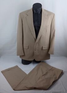 Haspel 43R Mens 2pc Suit Classic Fit 2-Button Khaki Flat Front Cuffed Size 36x29