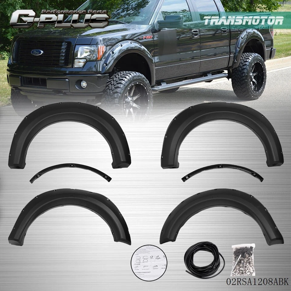 Ajuste para Ford F150 2009-2014 Styleside bolsillo remache atornillado estilo guardabarros llamaradas Foto 1 de 4