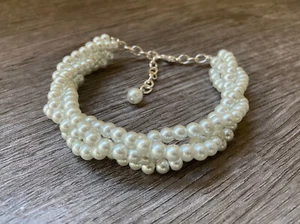 Twisted Pearl Bracelet, Multi Strand Braided Jewelry, Bridal Bridesmaid Gift - Picture 1 of 29