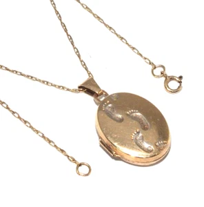 Ladies 9ct yellow gold patterned oval locket with message on a spiga wheat chain - Picture 1 of 10