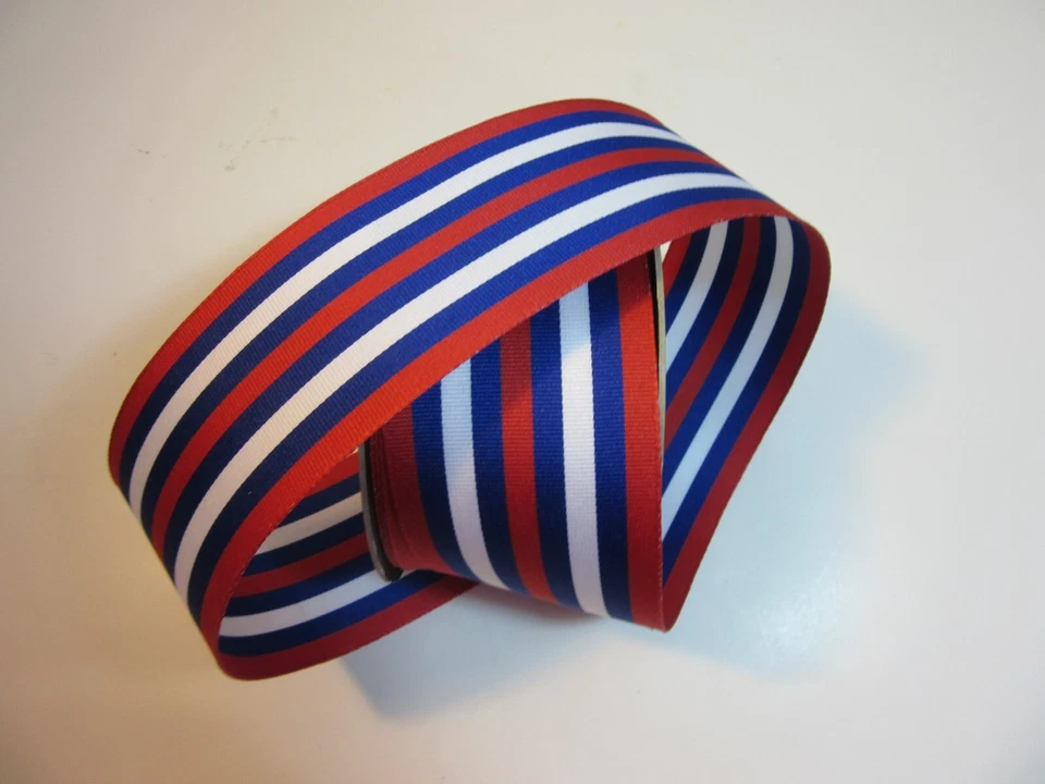 Patriotic Ribbon d stevens Red/White/Blue Stripes Grosgrain 2 1/2" x 25 yards - Image 1 of 1
