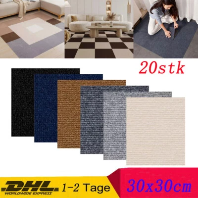 20x Teppichfliesen Selbstklebend 30x30cm Teppichboden Teppich Bodenbelag Fliesen - Bild 1 von 4