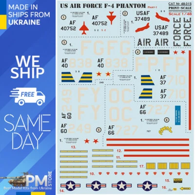 Print Scale 48-315 1/48 US Air Forces F-4 Phantom. Part 1. New - Image 1 of 4