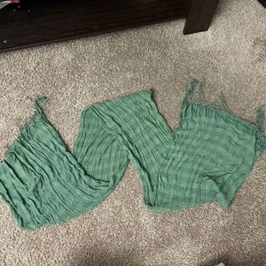 Women’s Green Striped Fringed Scarf ~70” - Picture 1 of 1