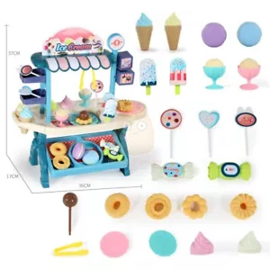 Girl's Ice Cream Cart Sweet Shop Accessories for Kids Pretend Play Kitchen Toys - Picture 1 of 4