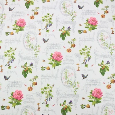 P KAUFMANN FRESH CUTTINGS LIMESTONE WHITE BUTTERFLY FLORAL FABRIC BY YARD 54"W - Image 1 of 4