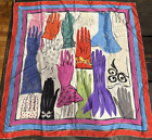 1980 Lulu Guiness Colorful Silk Scarf Glove Motif