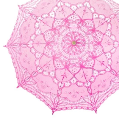 Elegante sombrilla de encaje rosa a prueba de viento - Ideal para novias, fiestas y fotos Foto 1 de 4