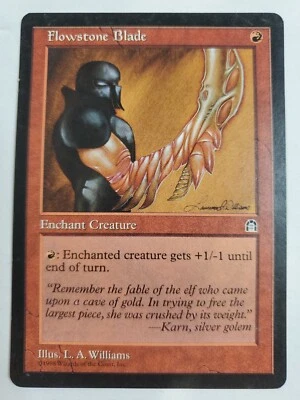 MTG Magic The Gathering Card Flowstone Blade Enchant Creature Stronghold 1998 - Image 1 of 2