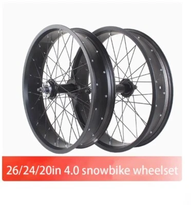 Snow Bike Wheelset 20/24/26inch 4.0/4.5 Wide Tire Bike Beach Fat Bicycle Wheels - Image 1 of 4