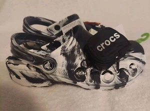 Crocs Baya Marble POUCH CLOG 210327-066 Black White UNISEX Size M5/ W7 NWT - Picture 1 of 9