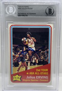Julius Erving Dr J. Signed 1972-73 Topps #255 All Star Rookie Card Beckett