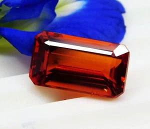 Zertifizierter 12,41 ct natürlicher mexikanischer Feueropal rot orange Smaragd loser Edelstein - Bild 1 von 6