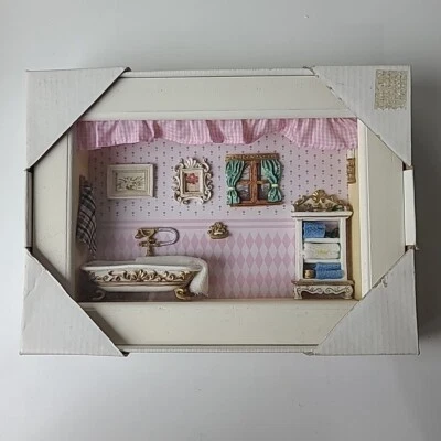Винтажная диорама викторианская ванная комната миниатюрный кукольный домик мебель теневая коробка - Изображение 1 из 4