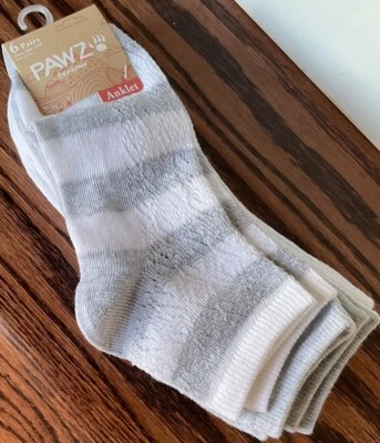 Mujer Pawz Bearpaw Tobillera Calcetines Zapato Talla 5-10 - 6 Pares Gris/Blanco Nuevo Foto 1 de 4