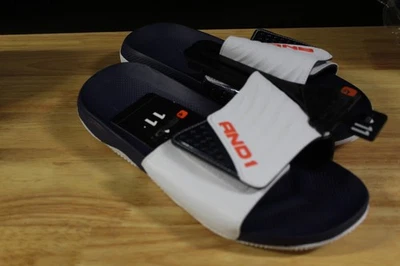AND1 Men’s Swish 2.0 Adjustable Slide Sandals-Blue/White-Size 11-NWT - Image 1 of 4