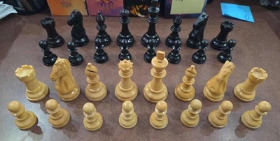 Chessex Solid Ebony/Basic Boxwood Pro Chess Set 3 3/4" King Triple Weighted - Image 1 of 4