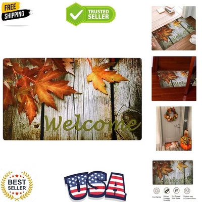 29x17" Indoor Outdoor Fall Mat with Maple Leaves - Stain Resistant, Non-Slip - Image 1 of 4