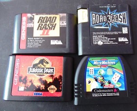 Sega Genesis Lot of 4- Road Rash II, Road Rash 3,Micro Machines,Jurassic Park