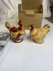 princess house 5490 2 piece stoneware tremezzo salt&pepper roosters - Picture 1 of 9