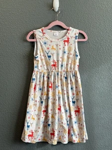 Girls White Sleeveless Size 5/6Y Reindeer Winter Christmas Holiday Snow Dress - Picture 1 of 8