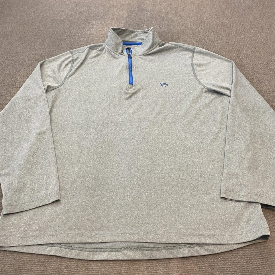 Suéter Southern Tide Para Hombres Grande Gris Cuarto Cremallera Pullover T3 Tide To Trail Foto 1 de 4