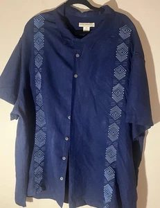 Island Passport Shirt Men’s 3XL Button Down Linen With embroidery - Picture 1 of 7