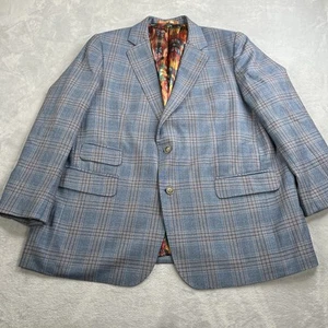 Lanificio di Marzoni Bespoke Blazer Sport Mantel Herren 46R Blau Fensterscheibe Italy - Bild 1 von 12
