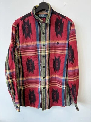 Рубашка мужская Polo Ralph Lauren большая ацтекский юго-западный узор винтажная на пуговицах - Изображение 1 из 4