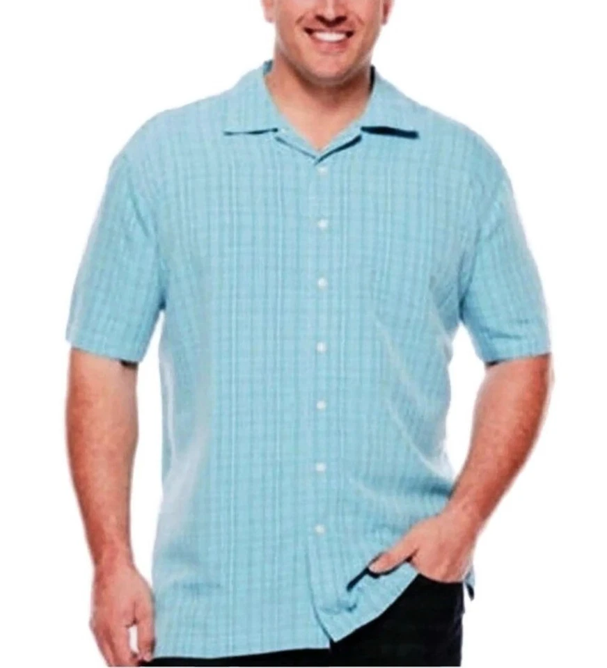 The Foundry Classic Fit Plaid Short Sleeve Shirt Austrian Blue NWT Big Tall - Image 1 of 1
