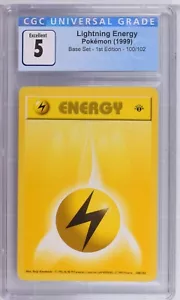 *POP 4* CGC 5 Lightning Energy Non-Holo 1st Edition Base Set 100/102 Pokemon - Picture 1 of 2